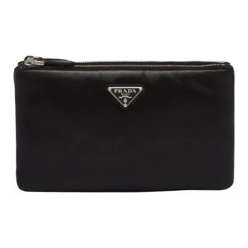 PRADA Кожа 2 в 1 Съемный Клатч Маленький Унисекс Черный