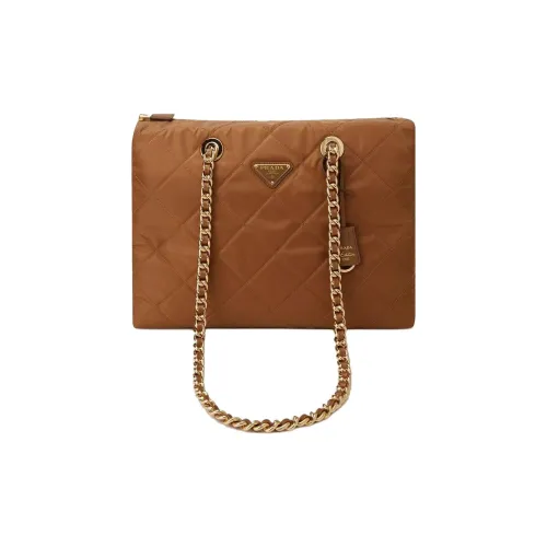 PRADA RE Edition Переработанный нейлон Парашют Сумка Тоут Сумка Сумка для покупок Сумка на плечо Большая Женская цвет коньячного коричневого
