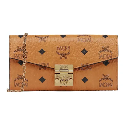 MCM Patricia Visetos Коровья кожа Клатч Сумка через плечо Сумка на плечо Женская Коньяк