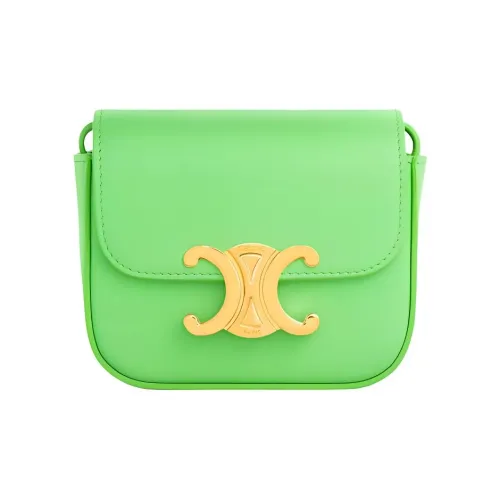 CELINE Гладкая коровья кожа Сумка Сумка через плечо Сумка через плечо Мини Женская Ярко-зеленая