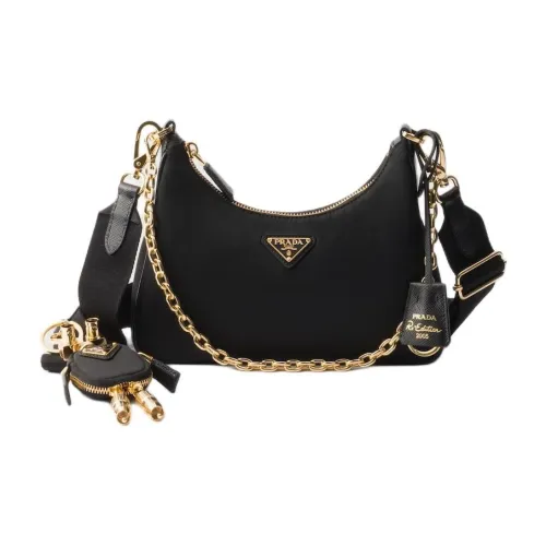 PRADA RE Edition Ткань с кожаными вставками Сумка через плечо Женская Черная