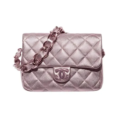 CHANEL Lambskin Flap Bag Crossbody Bag Shoulder Bag Women's Light Pink