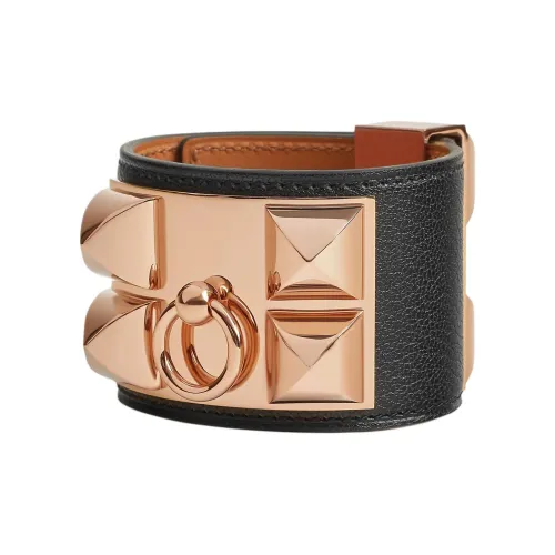 HERMES Браслеты из козьей кожи Женские Черные