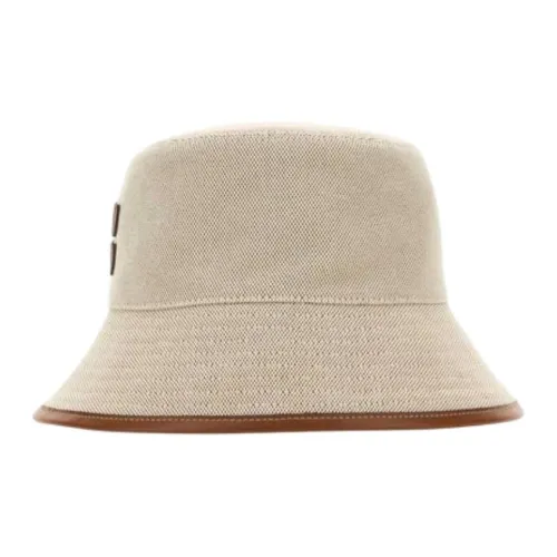 MIU MIU Cotton Calfskin Bucket Hats Unisex Beige