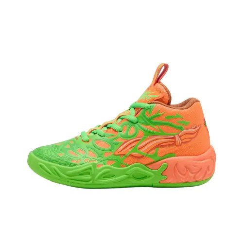 PUMA MB.04 Детские баскетбольные кроссовки MID Топ Зеленый/Оранжевый Школьный возраст