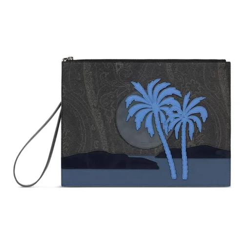 ETRO Телячья кожа Клатч Мужской Черный и Синий