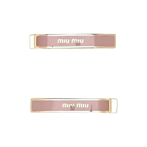 MIU MIU Эмаль Металл Овечья шкура Заколки для волос Женские Розовый