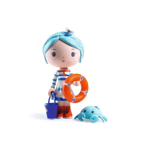 DJECO Морские тематические фигурки Girl с Крабом MINI DOLL в стиле Chibi