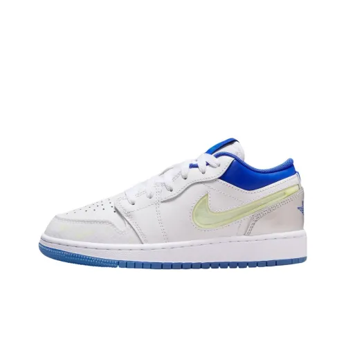 Jordan Air Jordan 1 Устойчивый к истиранию Низкий Топ Детские Скейтбординги Белый