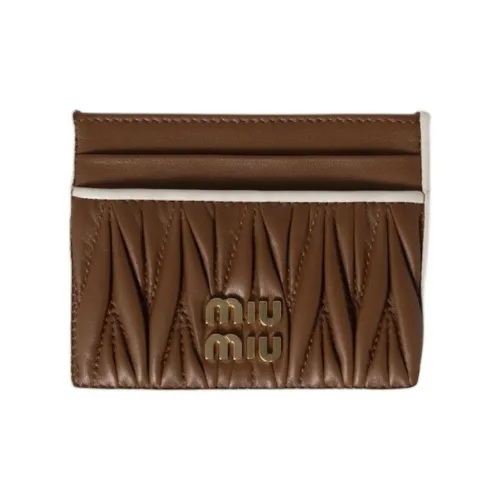 MIU MIU Matelassé Овечья шкура Держатель для карт Женские Коньяк Белый