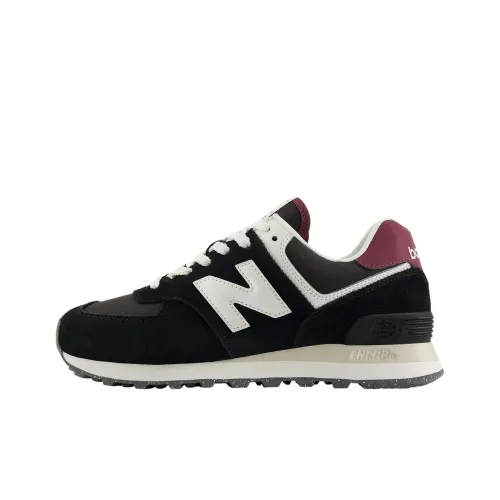 New Balance NB 574 Low Топ Повседневный Городской Коммутер Беговые кроссовки Женские Черный Белый