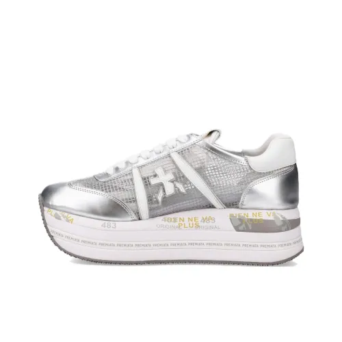 PREMIATA Низкий топ Повседневная обувь Женская серебряная