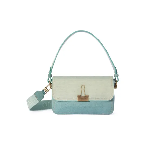 Off Белый Телячья кожа Сумка Сумка через плечо Женская Синяя