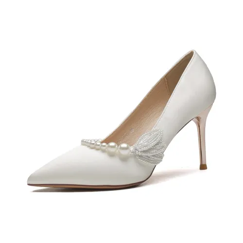 QITUMAUL Узкий каблук Высокие каблуки 8,5 см Женские Экрю