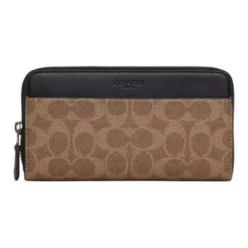 COACH Аккордеонный кошелек Покрытый холст Маленький Мужской Коричневый и Черный