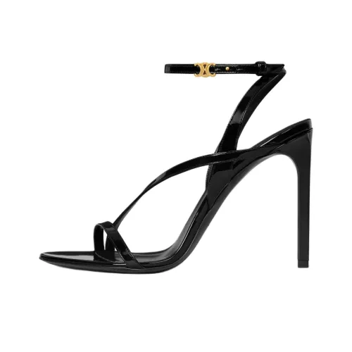 CELINE Triomphe AVA One Strap Sandals 10,5cm Women's Black CELINE Triomphe AVA One Ремешок Сандалии 10,5 см Женские Черные