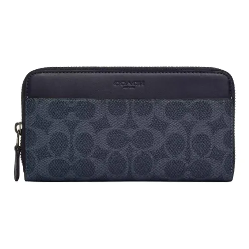 COACH Аккордеонный кошелек Покрытый холст Маленький Мужской Джинсовый синий