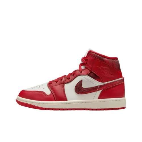Jordan Air Jordan 1 Нижняя юбка Устойчивая к истиранию MID Топ Винтажные баскетбольные кроссовки Женские Красный