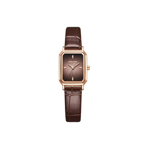 Dickies Наручные часы Кварцевый механизм Кожаный ремешок Черный циферблат Женские часы