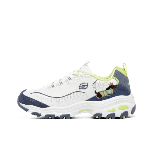 Skechers Низкий Топ Толстая Подошва Кроссовки Женские Белые Синие Азиатская Версия