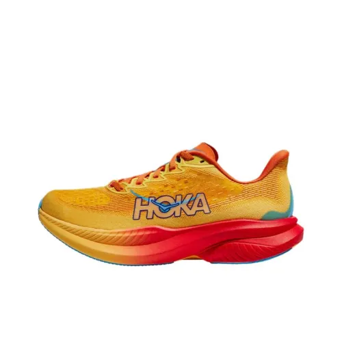 HOKA ONE ONE MACH 6 Противоскользящий Устойчивый к истиранию Низкий Топ Тренировки Гонки Беговые кроссовки Женские Желтый Широкий крой