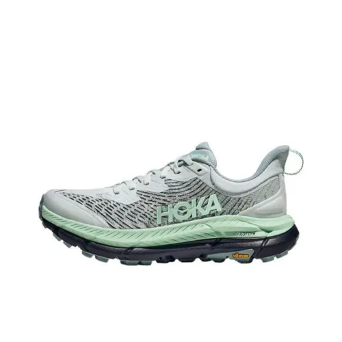 HOKA ONE ONE Mafate Speed 4 Slip-resistant Abrasion-resistant Low-top Trail Running Shoes Women's Gray Green HOKA ONE ONE Mafate Speed 4 Противоскользящие Износостойкие Низкие Кроссовки для Беговых Пути Женские Серый Зеленый