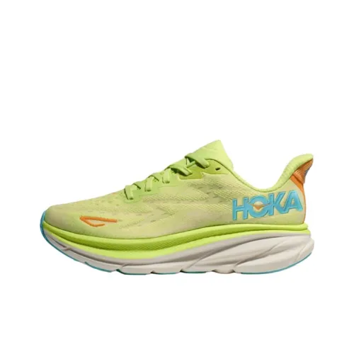 HOKA ONE ONE Clifton 9 Дышащие Устойчивые к воздействию Низкие Кроссовки для бега Женские Зеленые Широкая нога