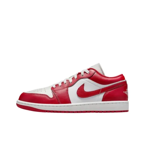 Jordan Air Jordan 1 Винтажные баскетбольные кроссовки Low Топ Белый Красный Унисекс
