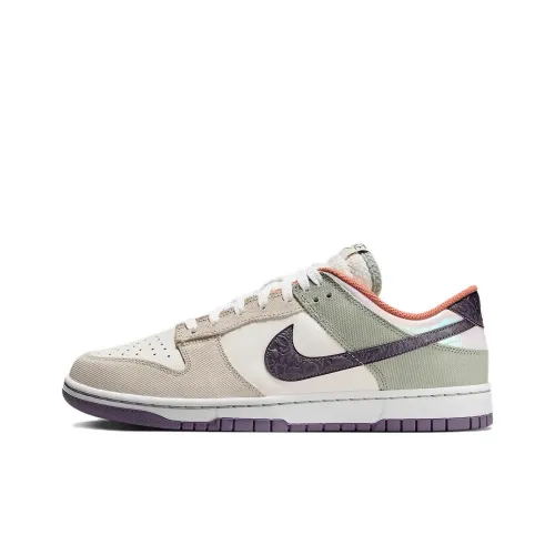 Nike Dunk Slip-on Устойчивый к истиранию Низкий Топ Скейтбординг Мужской Белый Зеленый Фиолетовый
