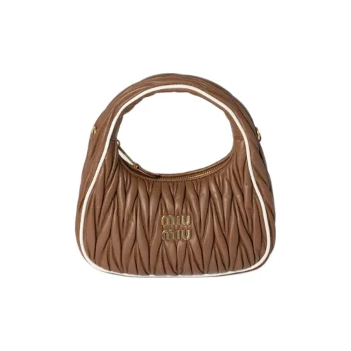 MIU MIU Wander series Напп-Кожа Сумка через плечо Сумка Женская Коньяк Белый