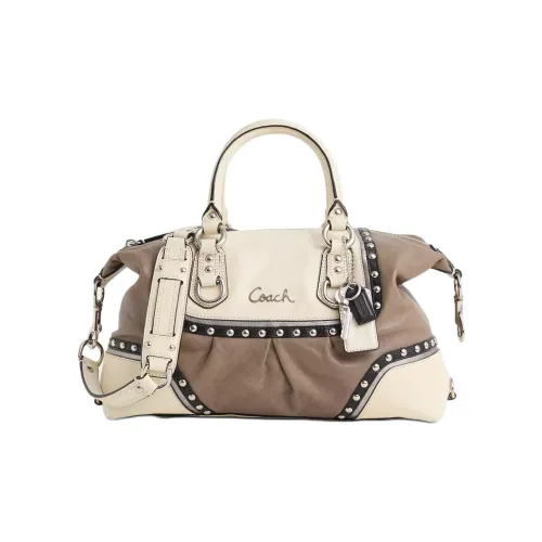 COACH Кожа Сумка через плечо Сумка Большая Женская Серебряный Серый Многоцветный