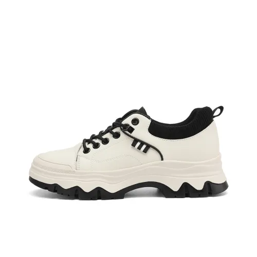 JOSINY Кружево Up Британский стиль Спортивный универсальный Обувь Panda в минималистском стиле Casual женский Бежевый Черный