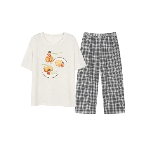 XIAFENYAN Пижамный комплект женский серый и белый