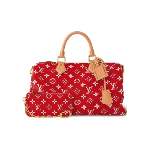 LOUIS VUITTON Speedy Коровья кожа Одно плечо Сумка Унисекс Красный