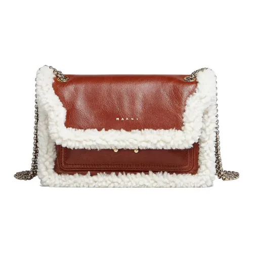 MARNI Основная часть Телячья кожа с Овечья шерсть Комбинированный Конверт Сумка Сумка через плечо Сумка на одно плечо Женская