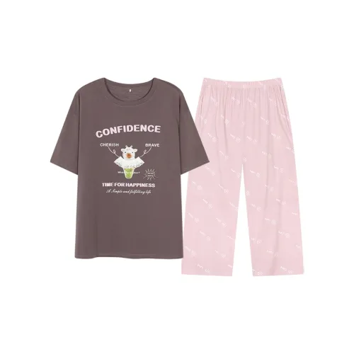 XIAFENYAN Пижамный комплект женский коричневый