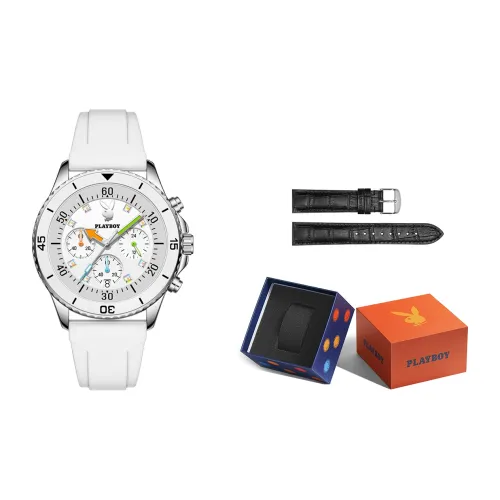 Playboy Кварцевый механизм силиконовый ремешок мужские часы белый циферблат