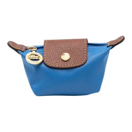 LONGCHAMP Полиамид с цветным холстом кожаная отделка кошелек для монет обычный женский кобальтовый синий