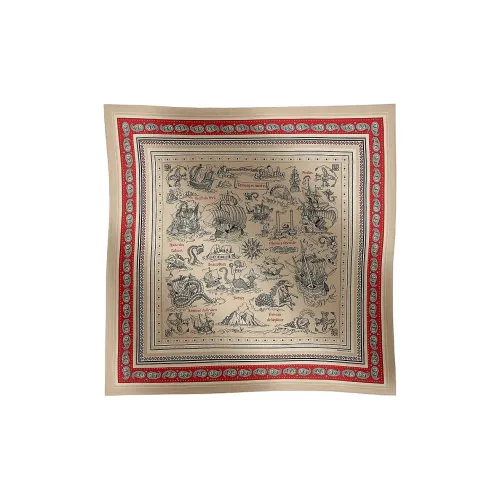 HERMES Кашемир Шелк Палантины Унисекс Красный