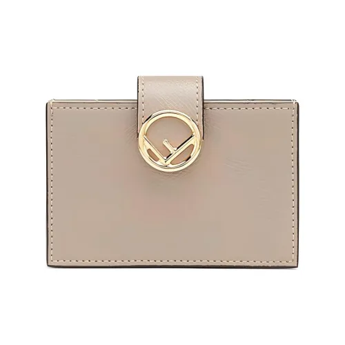 FENDI F is Fendi Телячья кожа Кошелек Кошелек для карт Женские Бежевый Серый