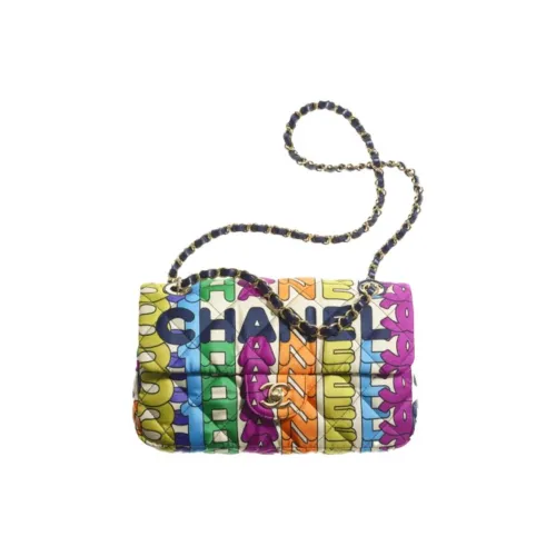 CHANEL 21K Winter Золото Металл Ткань с принтом Сумка с клапаном Сумка Сумка через плечо Сумка через плечо Женская Многоцветная