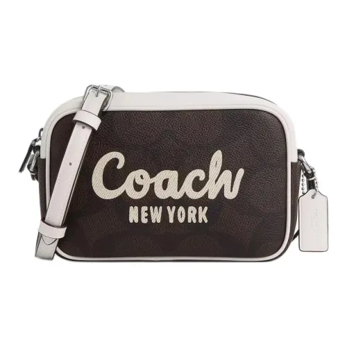 COACH Кожа Camera Сумка Плечевая сумка Мини Женский Черный Белый