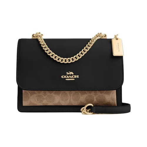 COACH Klare Кожа Плечевая Сумка Маленькая Женская Черная и Коричневая