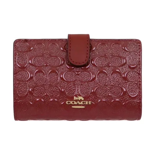 COACH Corner Zip Кожа Держатель для карт кошелек Средний Женский Красный