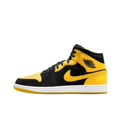 Jordan Air Jordan 1 Винтажные баскетбольные кроссовки MID Топ Черный Желтый Мужской