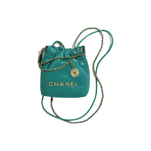 CHANEL 22Bag Яркий Телячья кожа Ведрообразная Сумка Сумка через плечо Мини Женский Павлиний зеленый