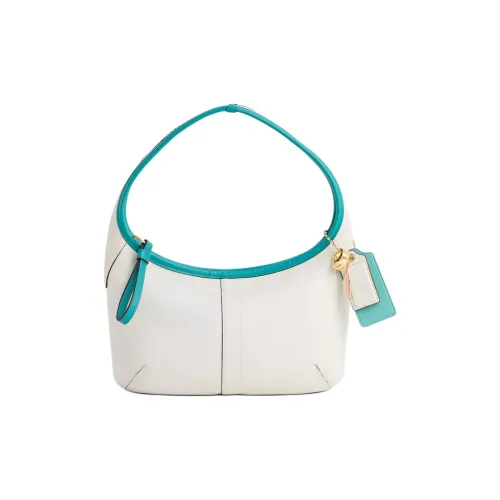 COACH Ergo Зернистая текстура кожа личи кожа сумка через плечо маленькая женская латунь и белый