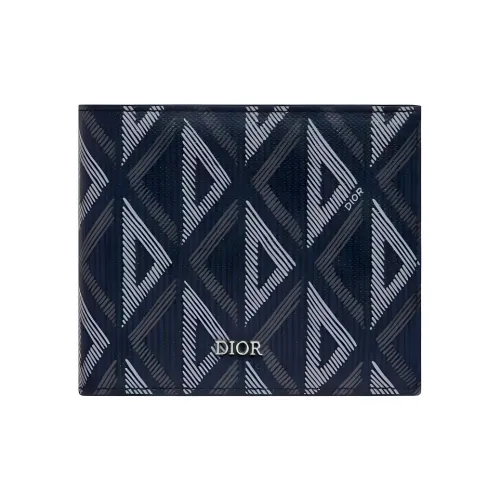 DIOR Холст с гладкой телячьей кожей держатель для карт кошелек мужской морской синий