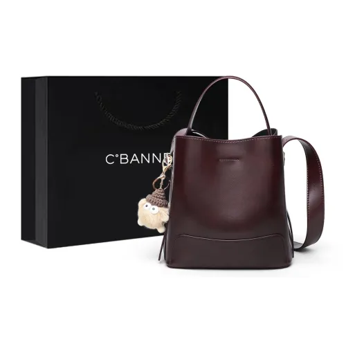 C°BANNER Коровья кожа Сумка Сумка через плечо Сумка через плечо Сумка-ведро Стандартная Женская Винно-кофейный