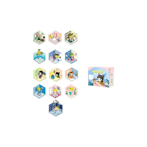 POP MART Молли Empty Day Collection Магниты для холодильника Слепые коробки Один Mystery Коробка Целая коробка 12 шт